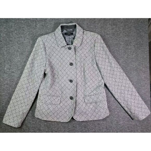TALBOTS Womens 70%‎ Wool Thick Warm Jacket Textured Pocket Geo Sz 14 - Picture 1 of 11